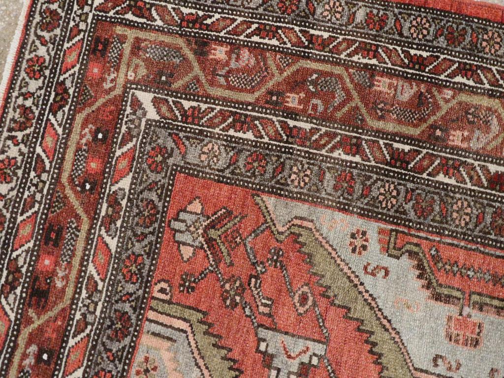 Hand-Knotted Early 20th Century Handmade Persian Malayer Accent Rug For Sale