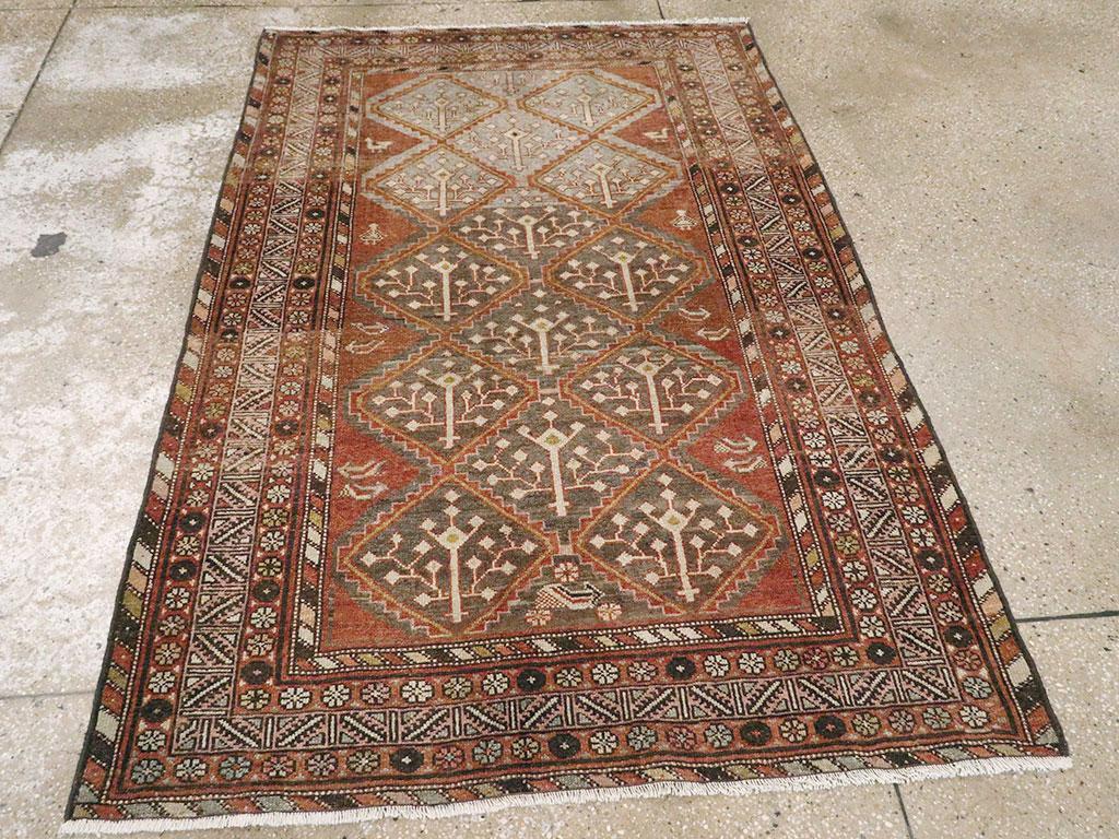 Early 20th Century Handmade Persian Malayer Accent Rug In Excellent Condition In New York, NY