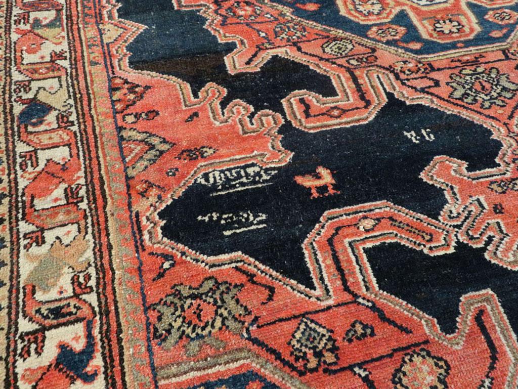 Early 20th Century Handmade Persian Malayer Accent Rug In Excellent Condition For Sale In New York, NY