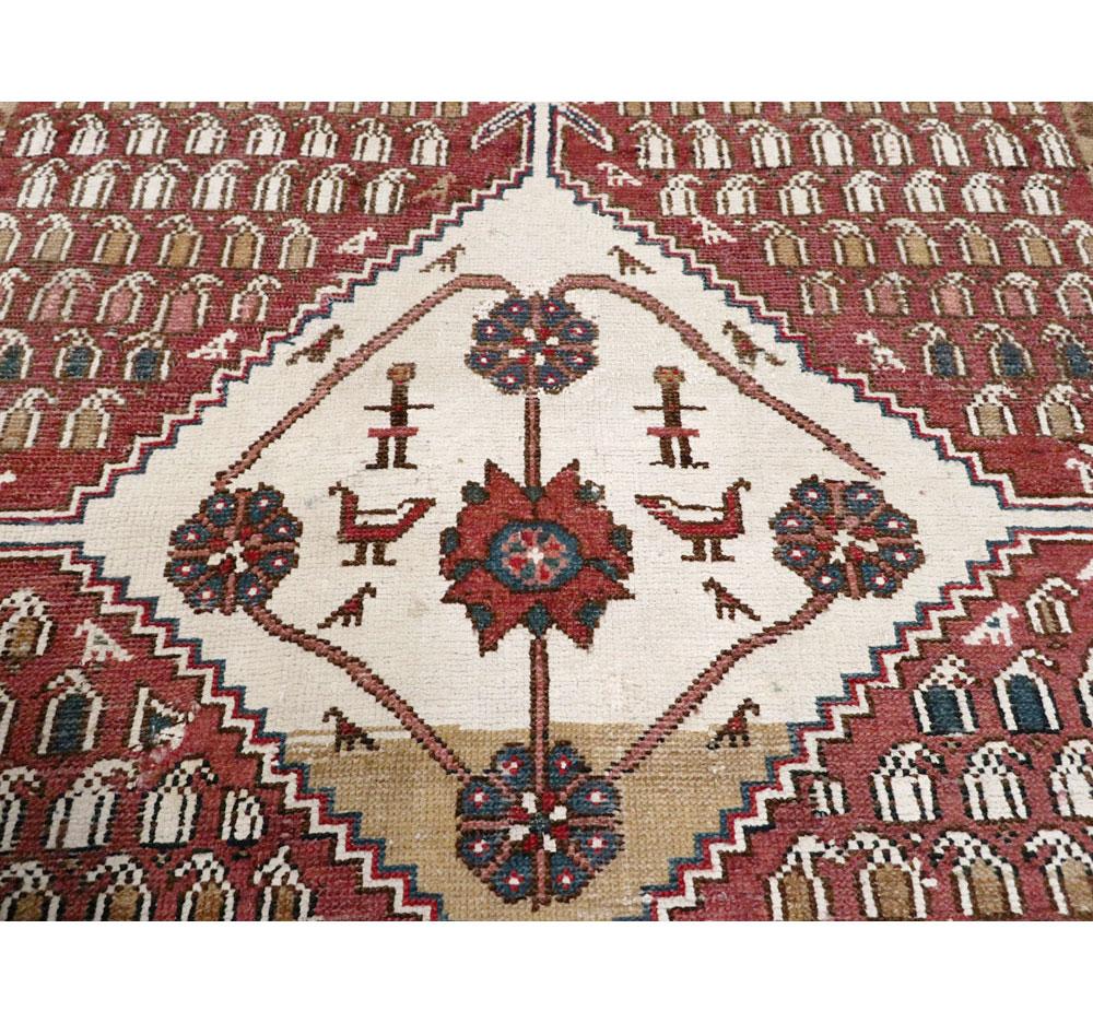 Early 20th Century Handmade Persian Malayer Accent Rug For Sale 2