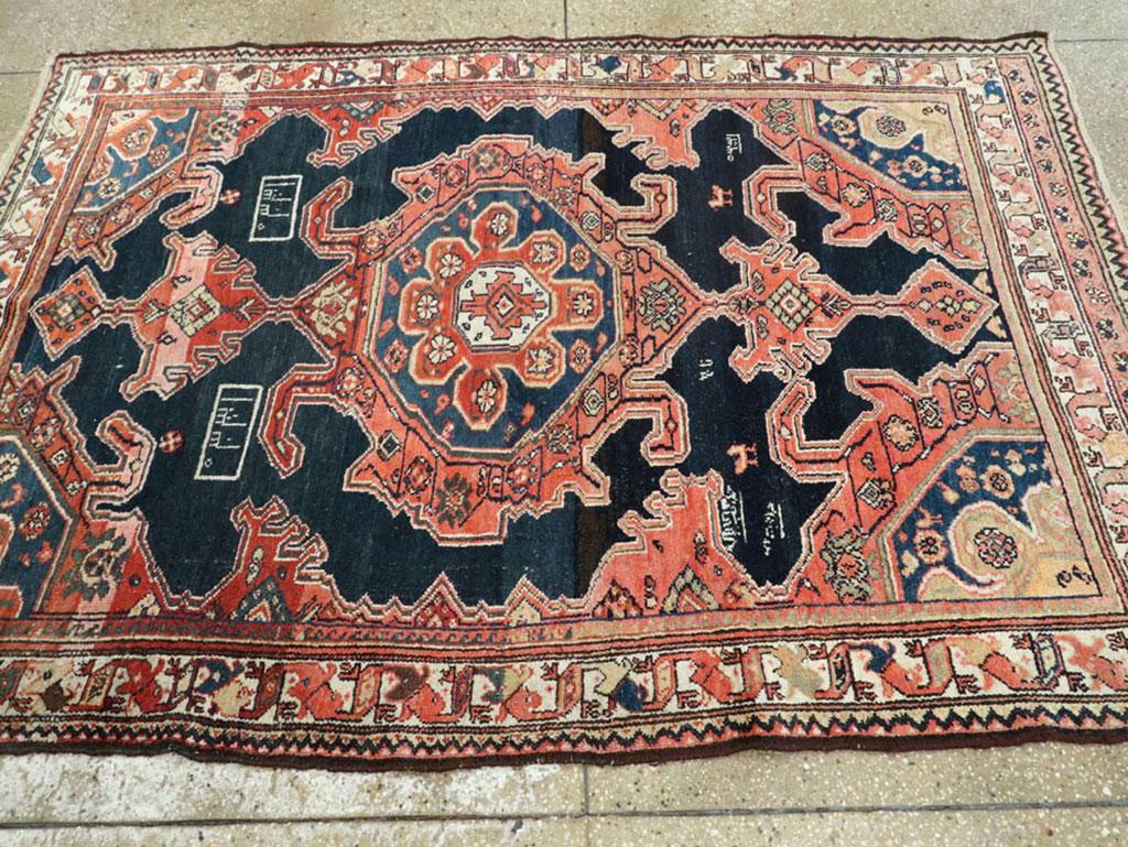 Early 20th Century Handmade Persian Malayer Accent Rug For Sale 1