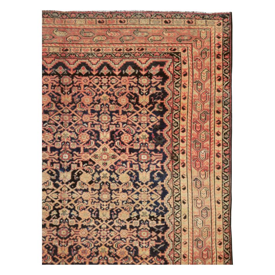 Rustic Early 20th Century Handmade Persian Malayer Gallery Accent Rug For Sale
