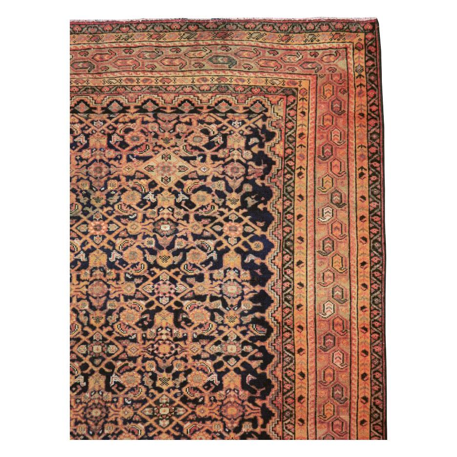 Hand-Knotted Early 20th Century Handmade Persian Malayer Gallery Accent Rug For Sale