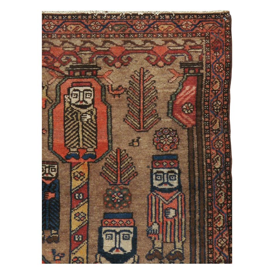 Handgefertigter persischer Malayer-Teppich mit Bildakzent von König Solomon aus dem frühen 20. Jahrhundert (Volkskunst) im Angebot