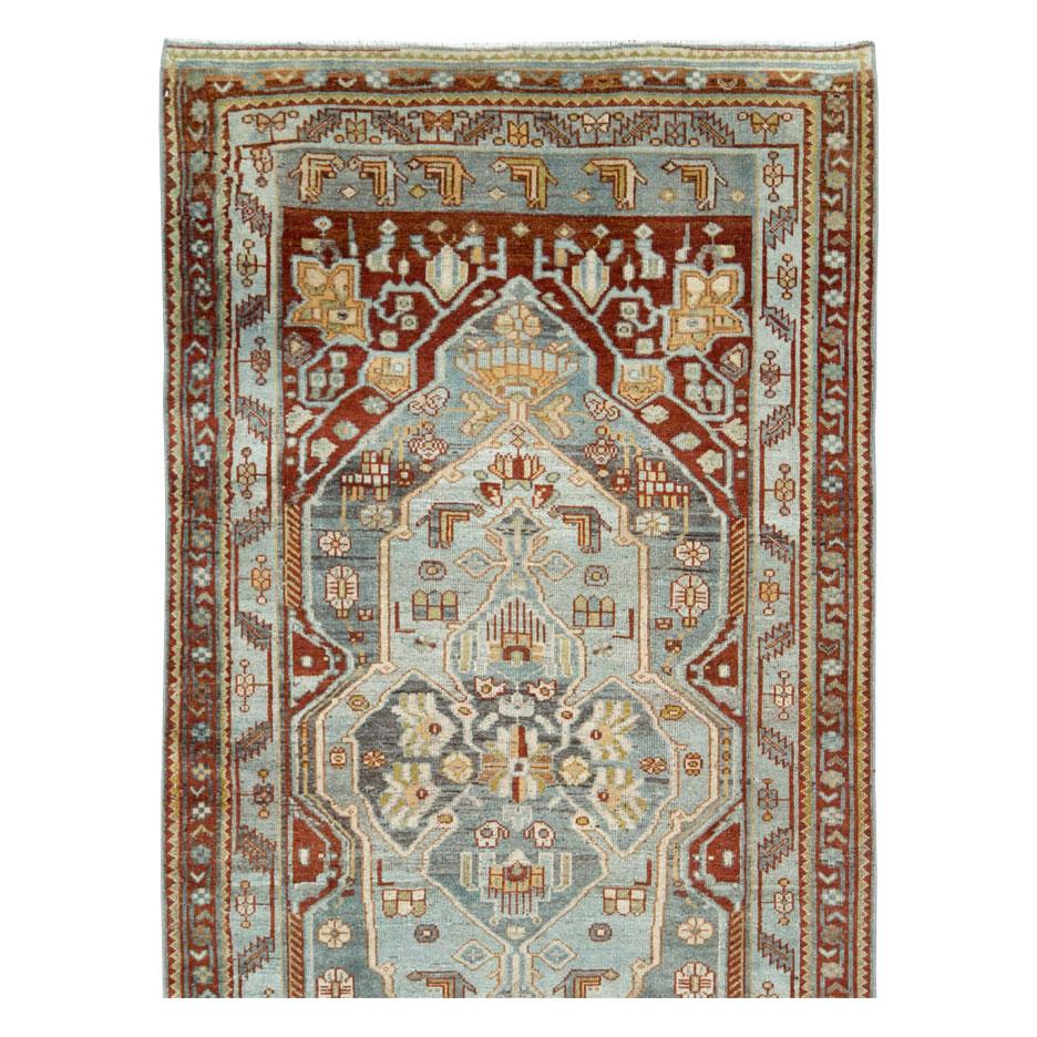 Rustic Early 20th Century Handmade Persian Malayer Long Runner For Sale