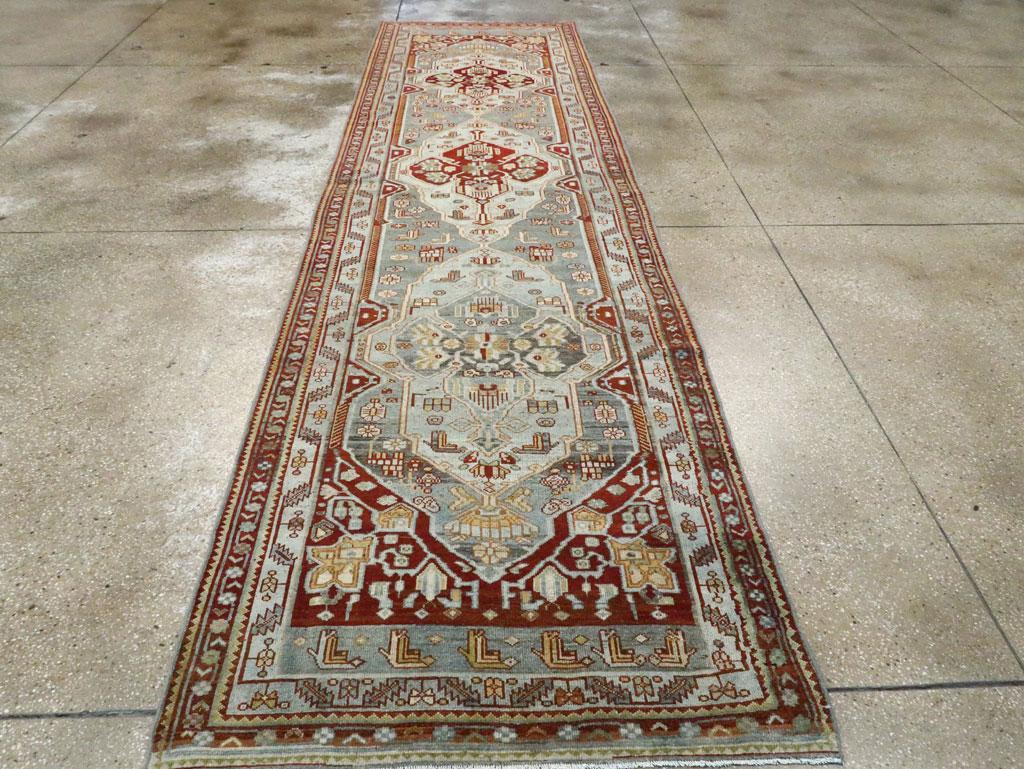 Hand-Knotted Early 20th Century Handmade Persian Malayer Long Runner For Sale