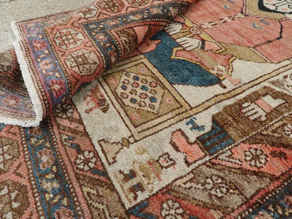 Early 20th Century Handmade Persian Malayer Pictorial Throw Rug For Sale 1