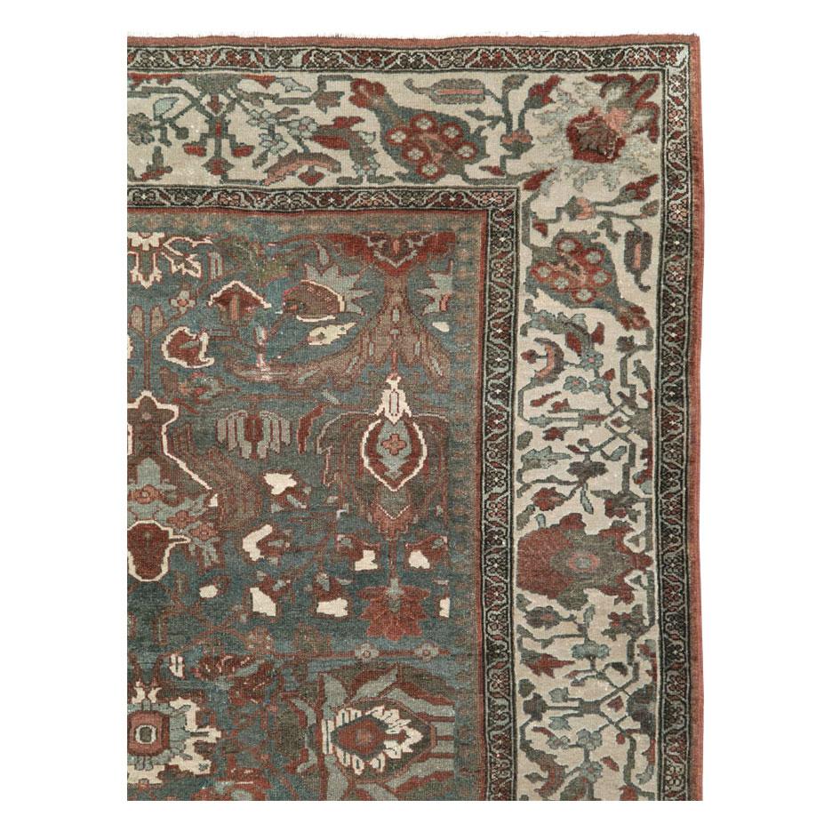 Rustic Early 20th Century Handmade Persian Malayer Room Size Carpet For Sale