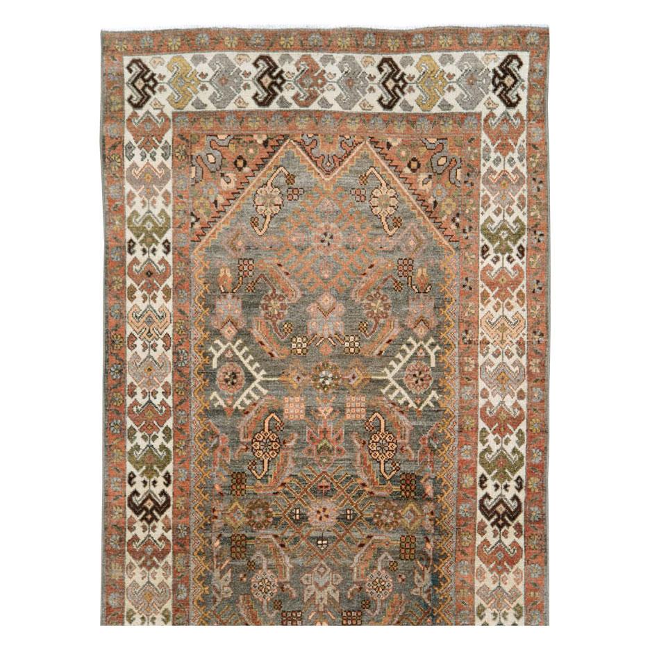 Rustic Early 20th Century Handmade Persian Malayer Runner For Sale