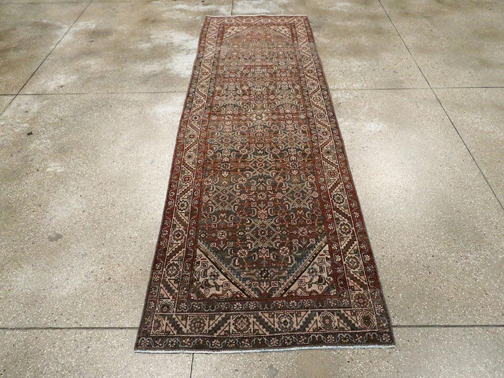 Rustic Early 20th Century Handmade Persian Malayer Runner For Sale