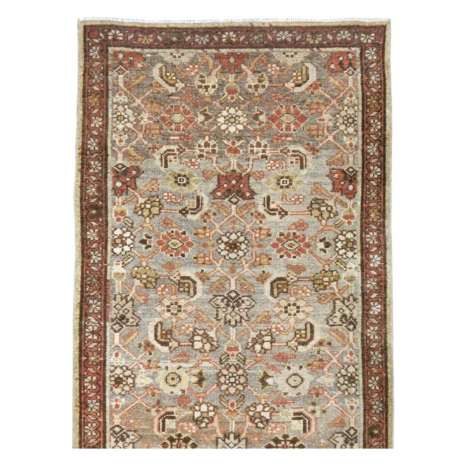 Rustic Early 20th Century Handmade Persian Malayer Runner For Sale