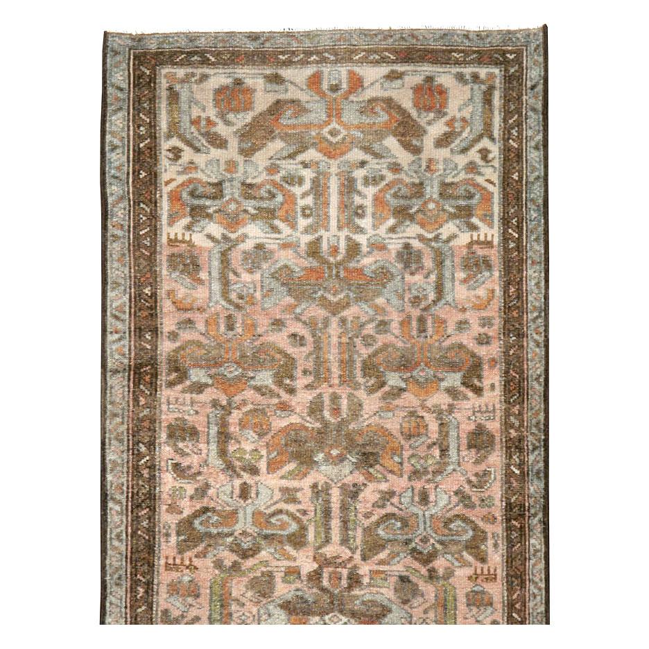 Rustic Early 20th Century Handmade Persian Malayer Runner For Sale