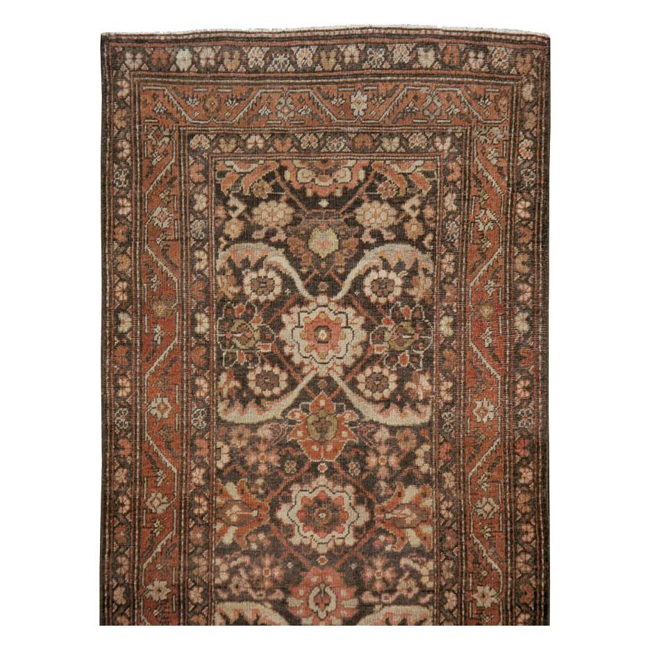 Country Early 20th Century Handmade Persian Malayer Runner For Sale