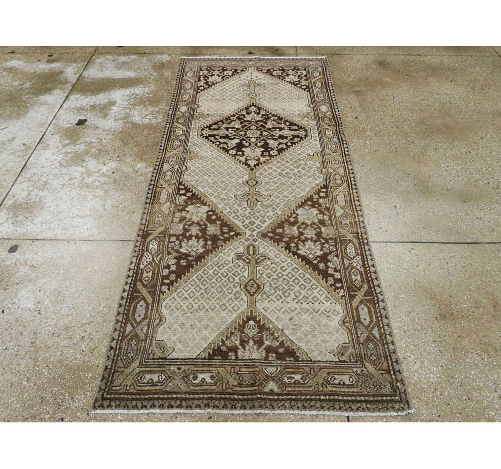 Hand-Knotted Early 20th Century Handmade Persian Malayer Runner