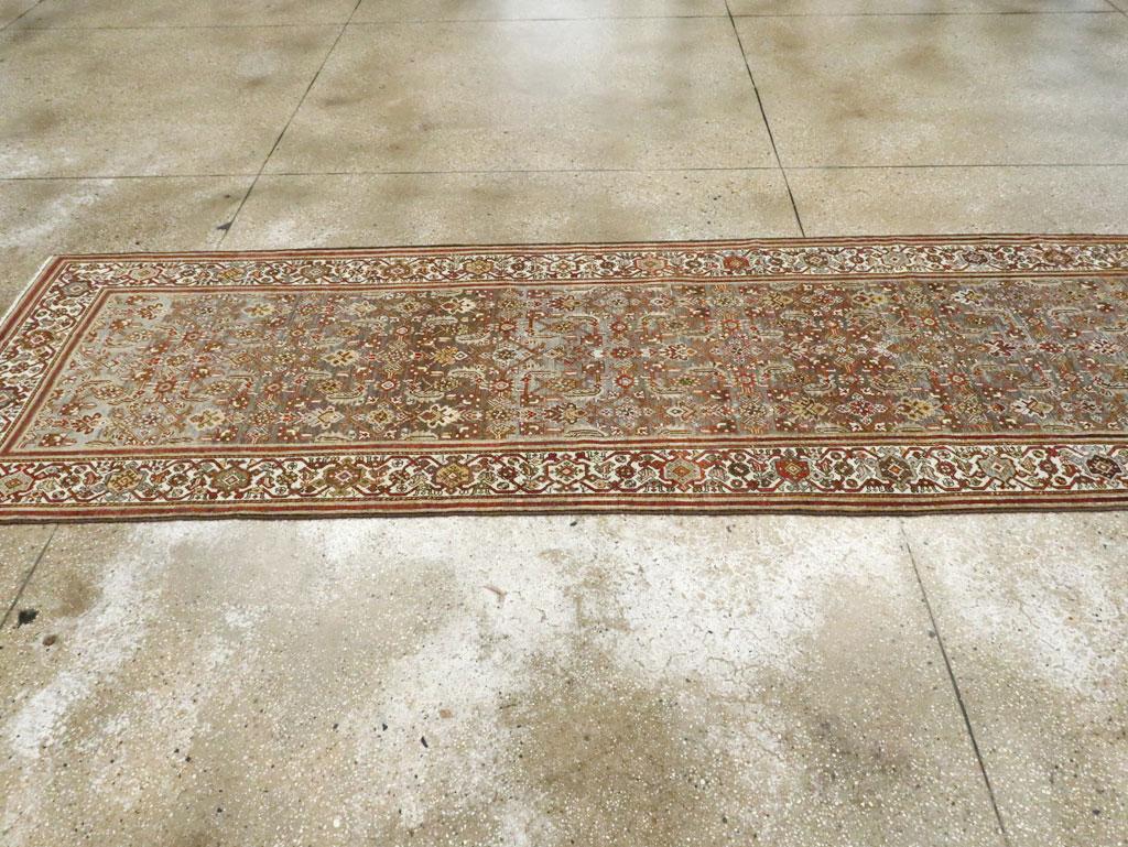 Hand-Knotted Early 20th Century Handmade Persian Malayer Runner For Sale