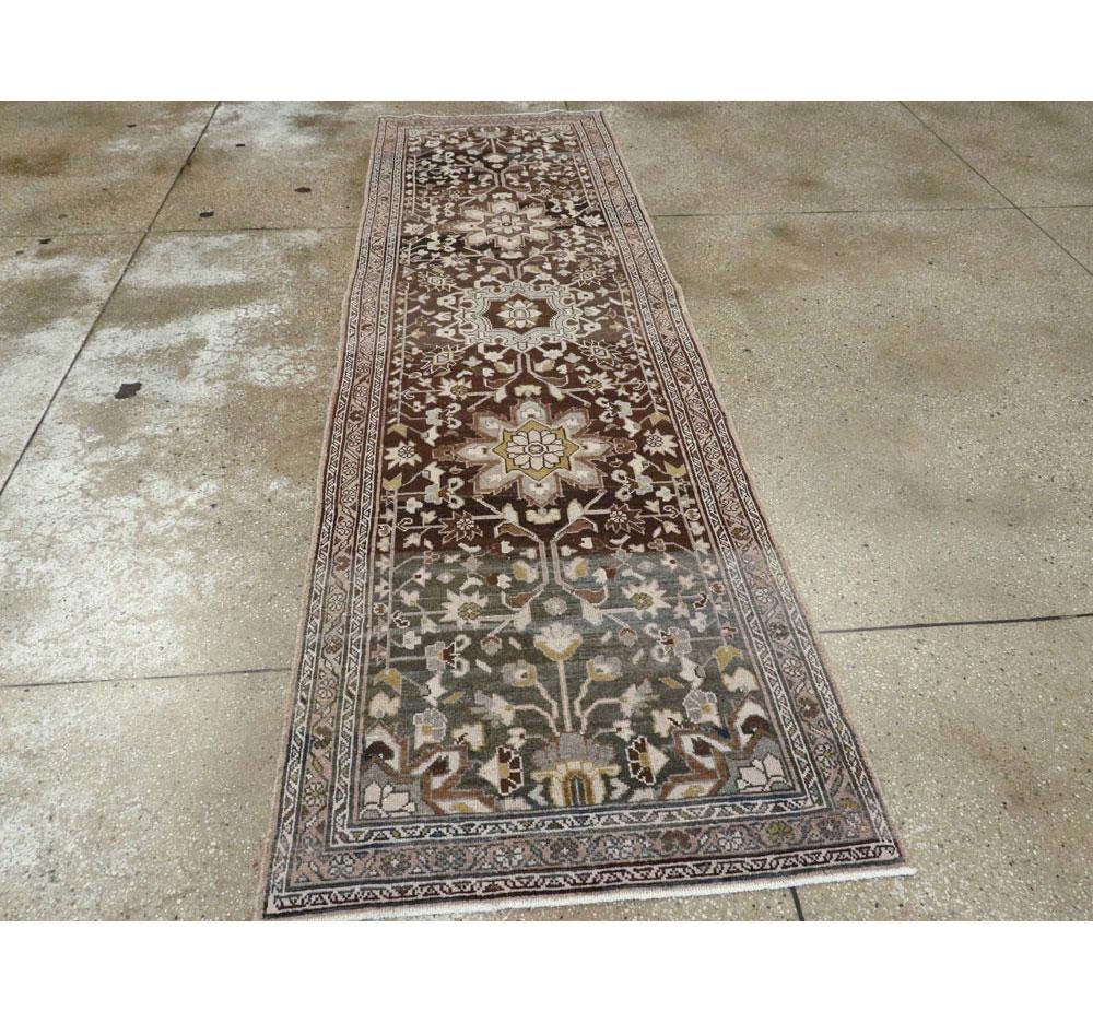 Hand-Knotted Early 20th Century Handmade Persian Malayer Runner For Sale