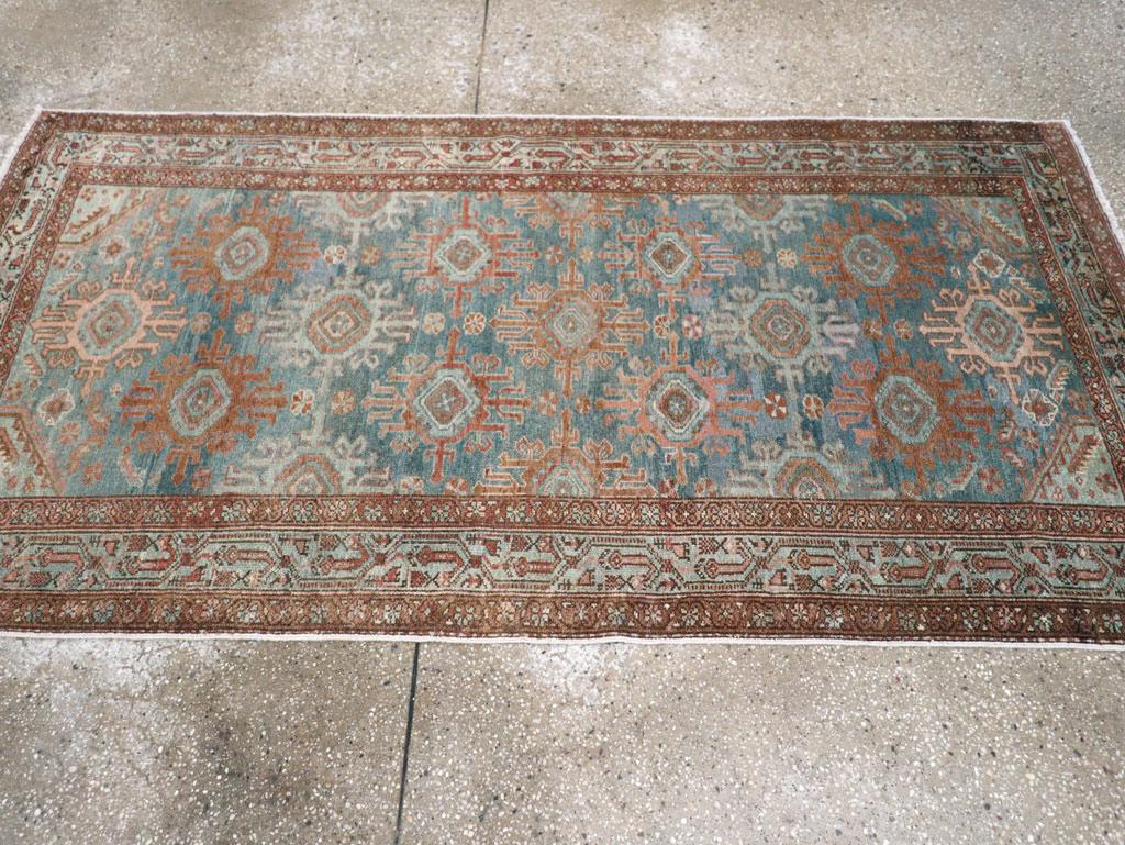 Hand-Knotted Early 20th Century Handmade Persian Malayer Small Accent Rug For Sale