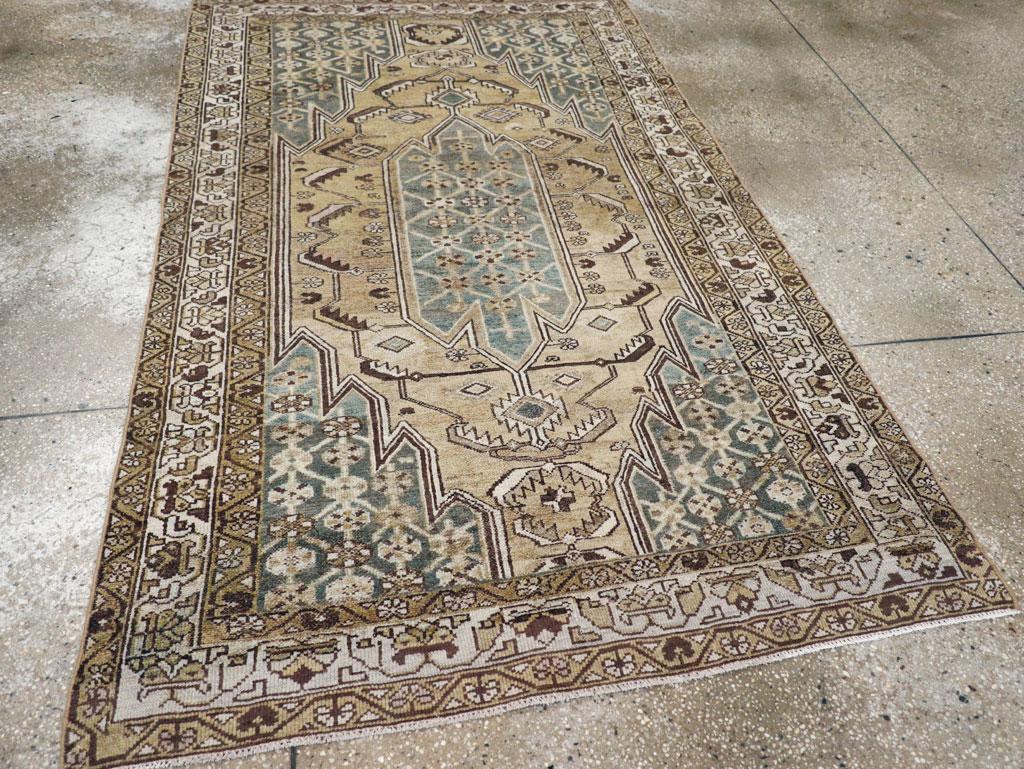 Wool Early 20th Century Handmade Persian Malayer Small Accent Rug For Sale