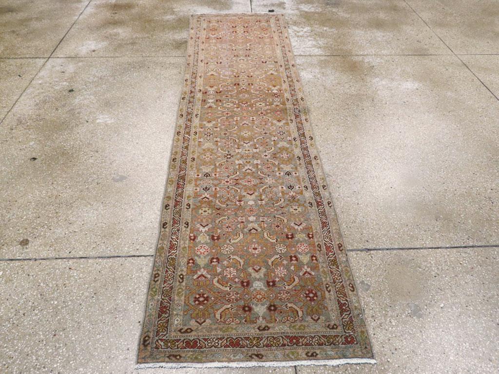 Hand-Knotted Early 20th Century Handmade Persian Malayer Small Runner