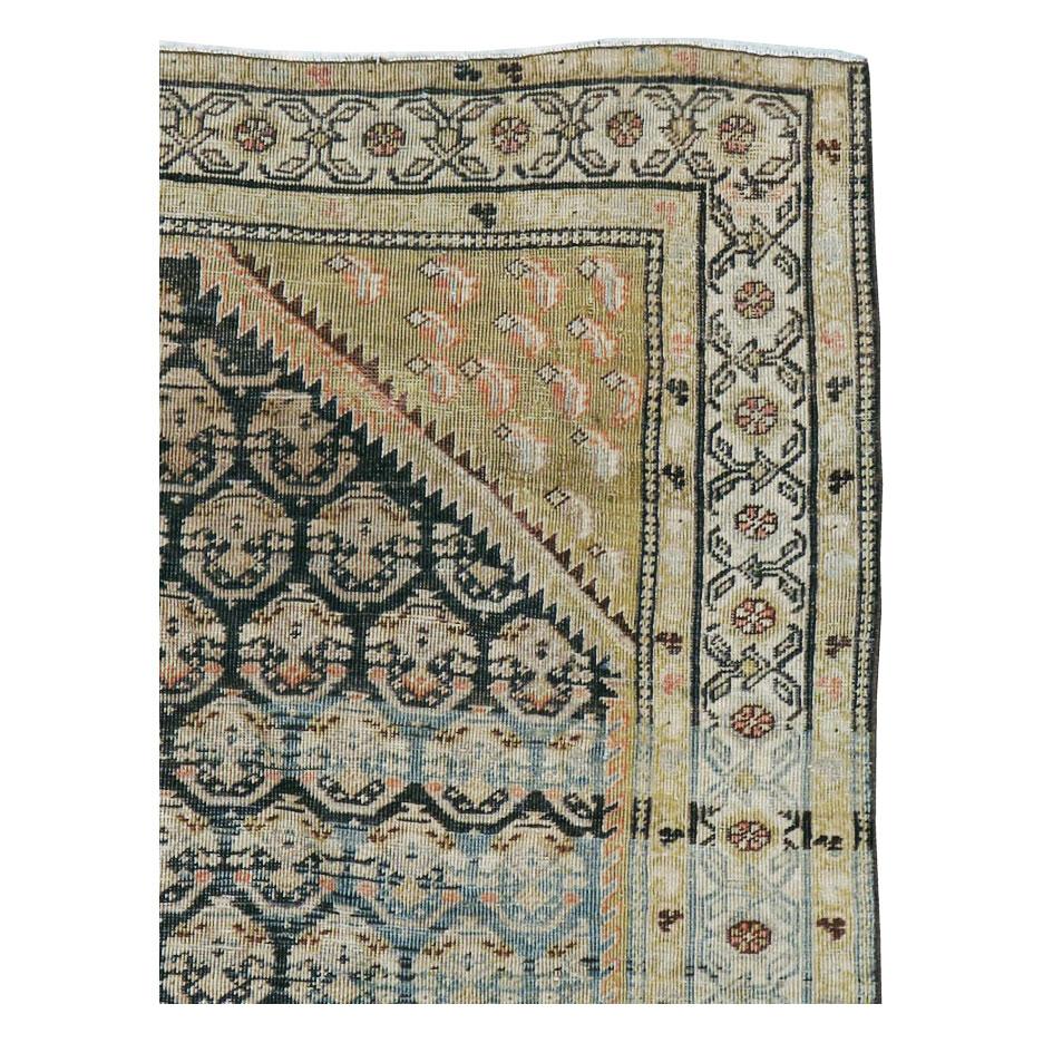 Rustic Early 20th Century Handmade Persian Malayer Throw Rug For Sale