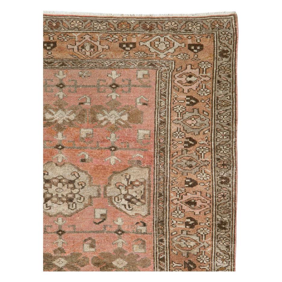 Rustic Early 20th Century Handmade Persian Malayer Throw Rug For Sale