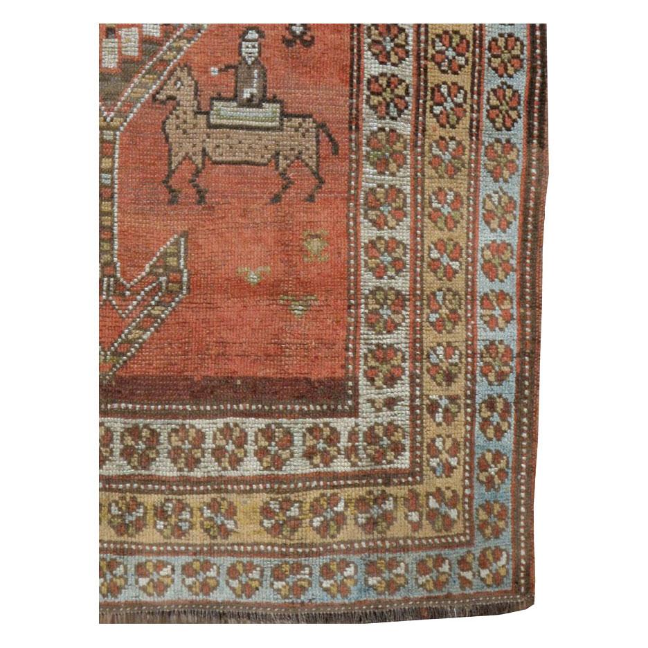 Tribal Early 20th Century Handmade Persian Malayer Throw Rug For Sale
