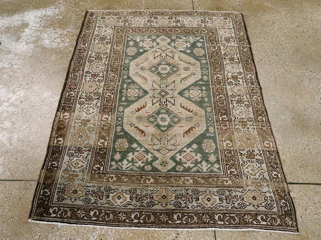 Hand-Knotted Early 20th Century Handmade Persian Malayer Throw Rug For Sale