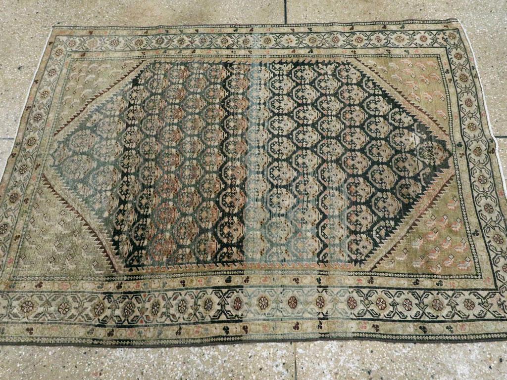 Early 20th Century Handmade Persian Malayer Throw Rug For Sale 1