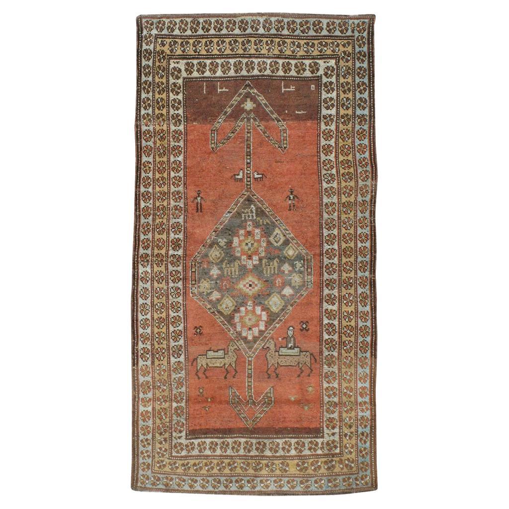 Early 20th Century Handmade Persian Malayer Throw Rug