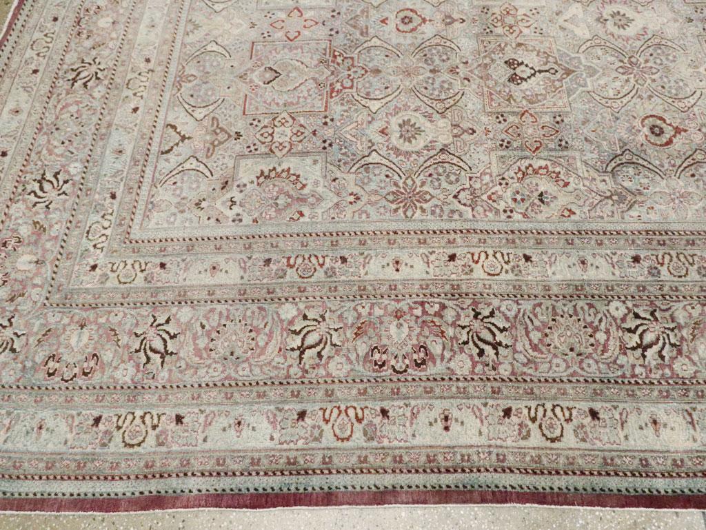 Early 20th Century Handmade Persian Mashad Large Room Size Carpet For Sale 2