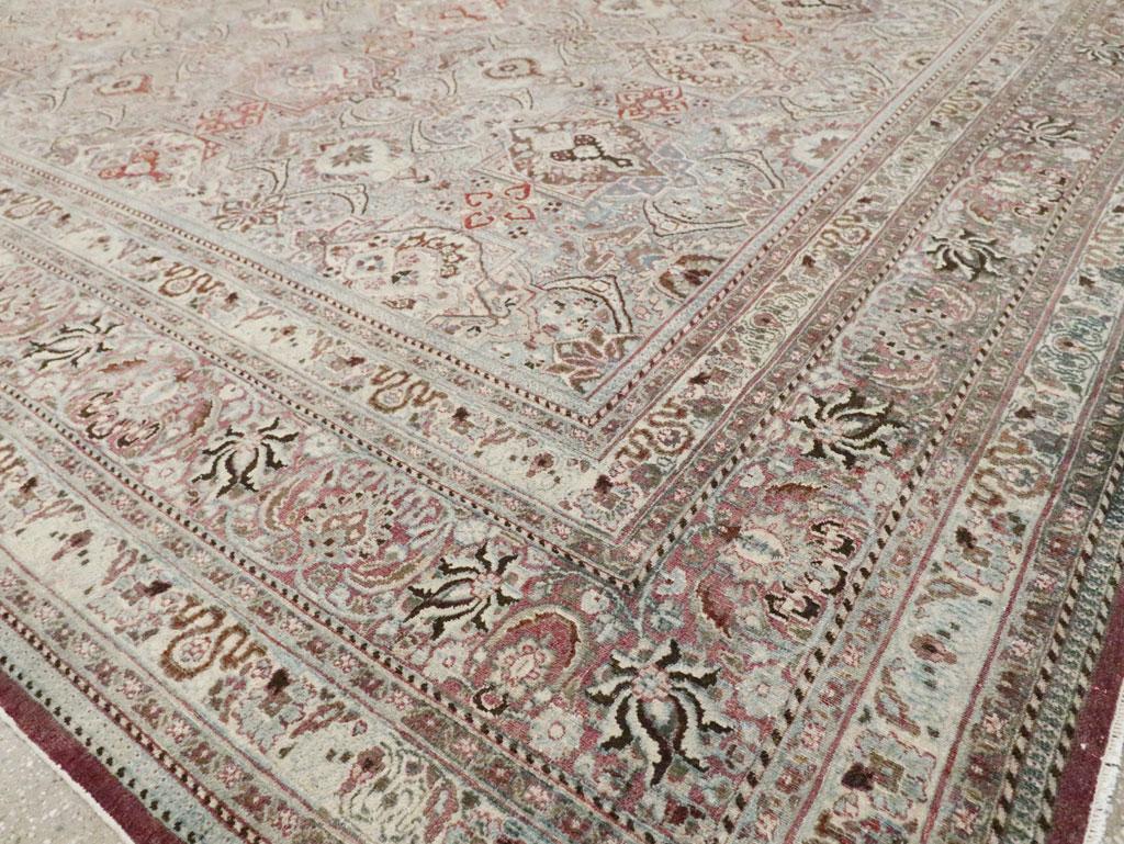 Early 20th Century Handmade Persian Mashad Large Room Size Carpet For Sale 3