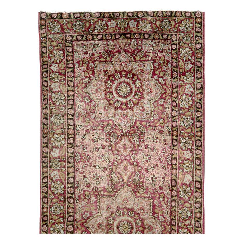 Victorian Early 20th Century Handmade Persian Mashad Runner For Sale