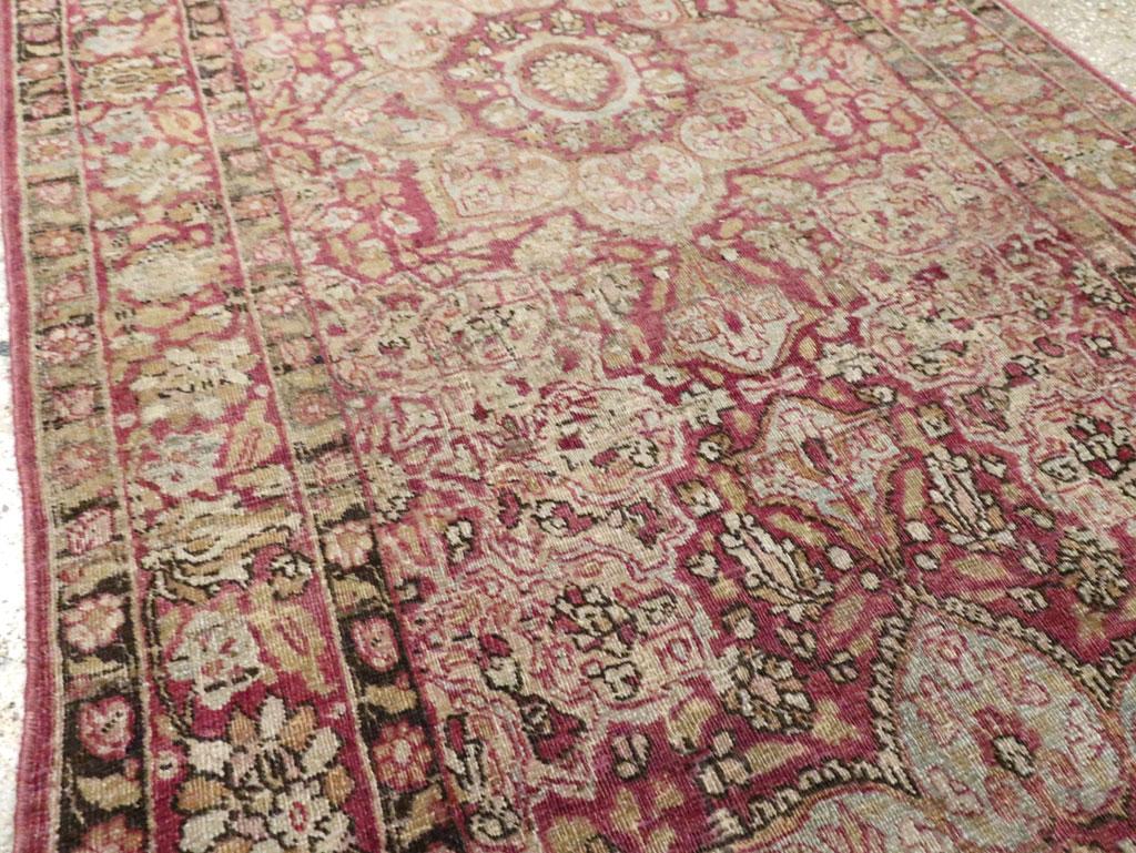 Wool Early 20th Century Handmade Persian Mashad Runner For Sale