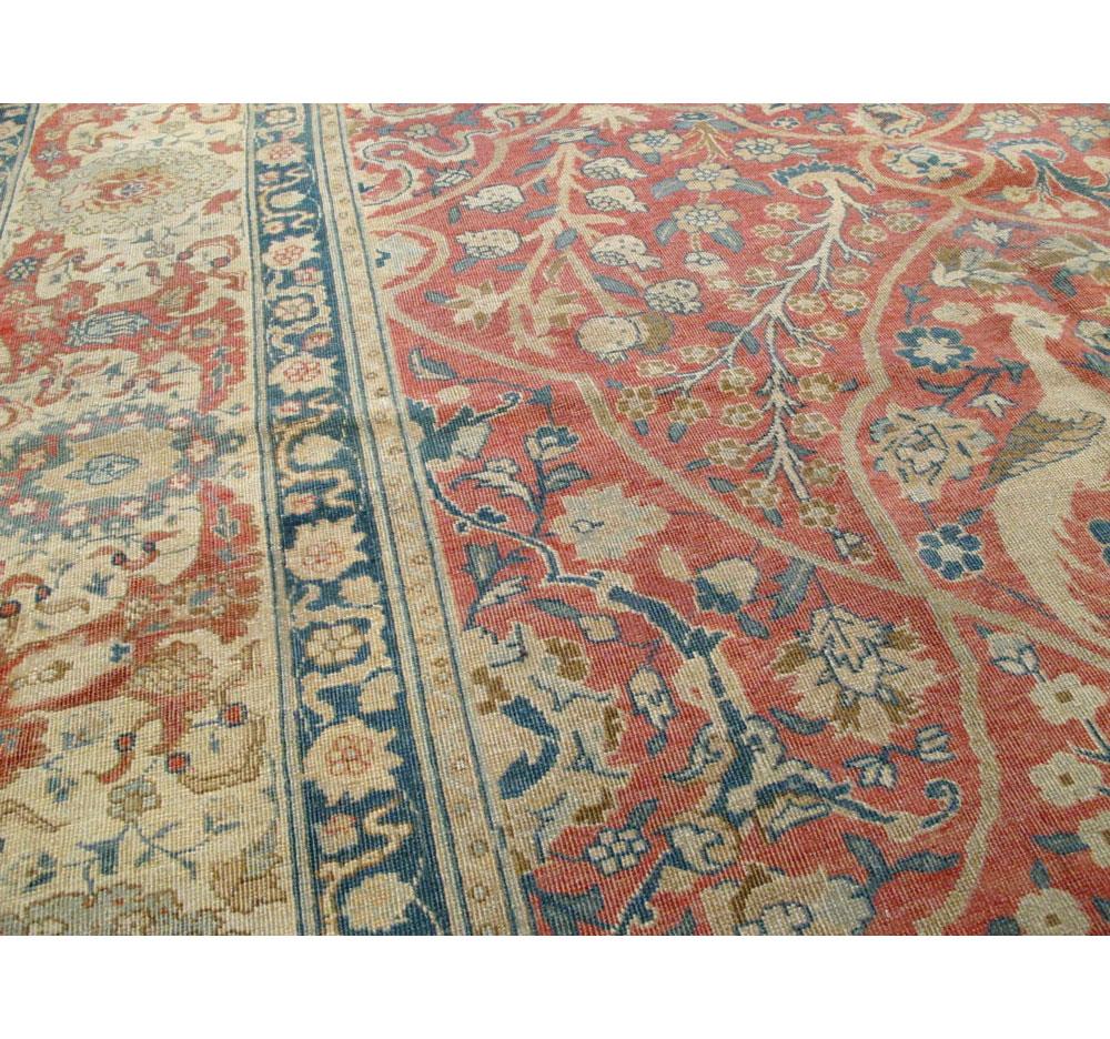 Wool Early 20th Century Handmade Persian Pictorial Tabriz Large Room Size Carpet For Sale