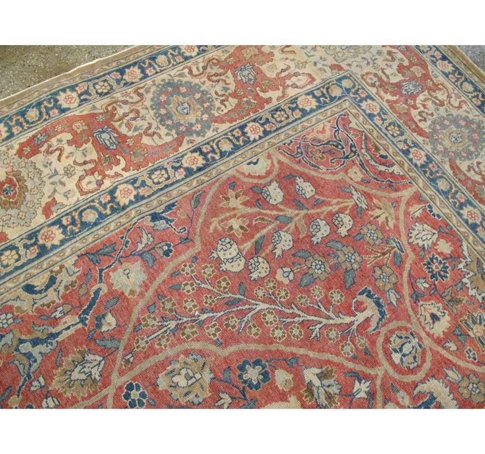 Early 20th Century Handmade Persian Pictorial Tabriz Large Room Size Carpet For Sale 1