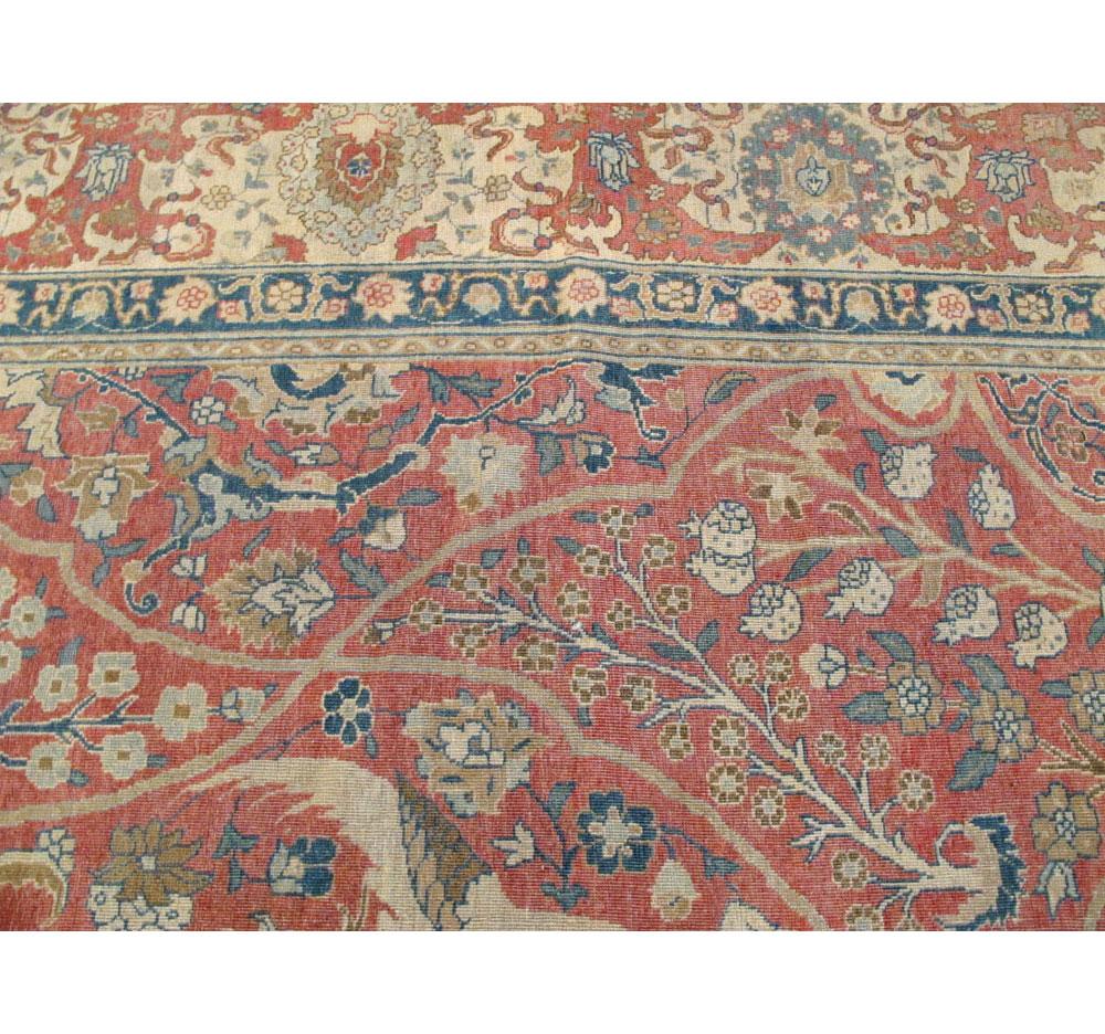 Early 20th Century Handmade Persian Pictorial Tabriz Large Room Size Carpet For Sale 2