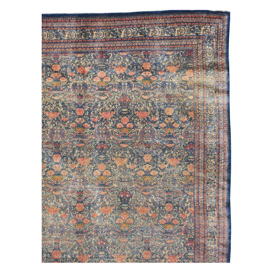 Victorian Early 20th Century Handmade Persian Room Size Rug Inspired by European Designs For Sale