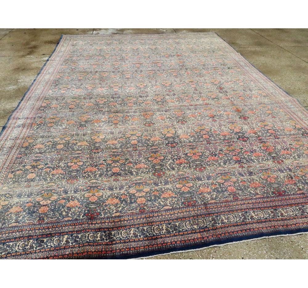 Early 20th Century Handmade Persian Room Size Rug Inspired by European Designs In Good Condition For Sale In New York, NY