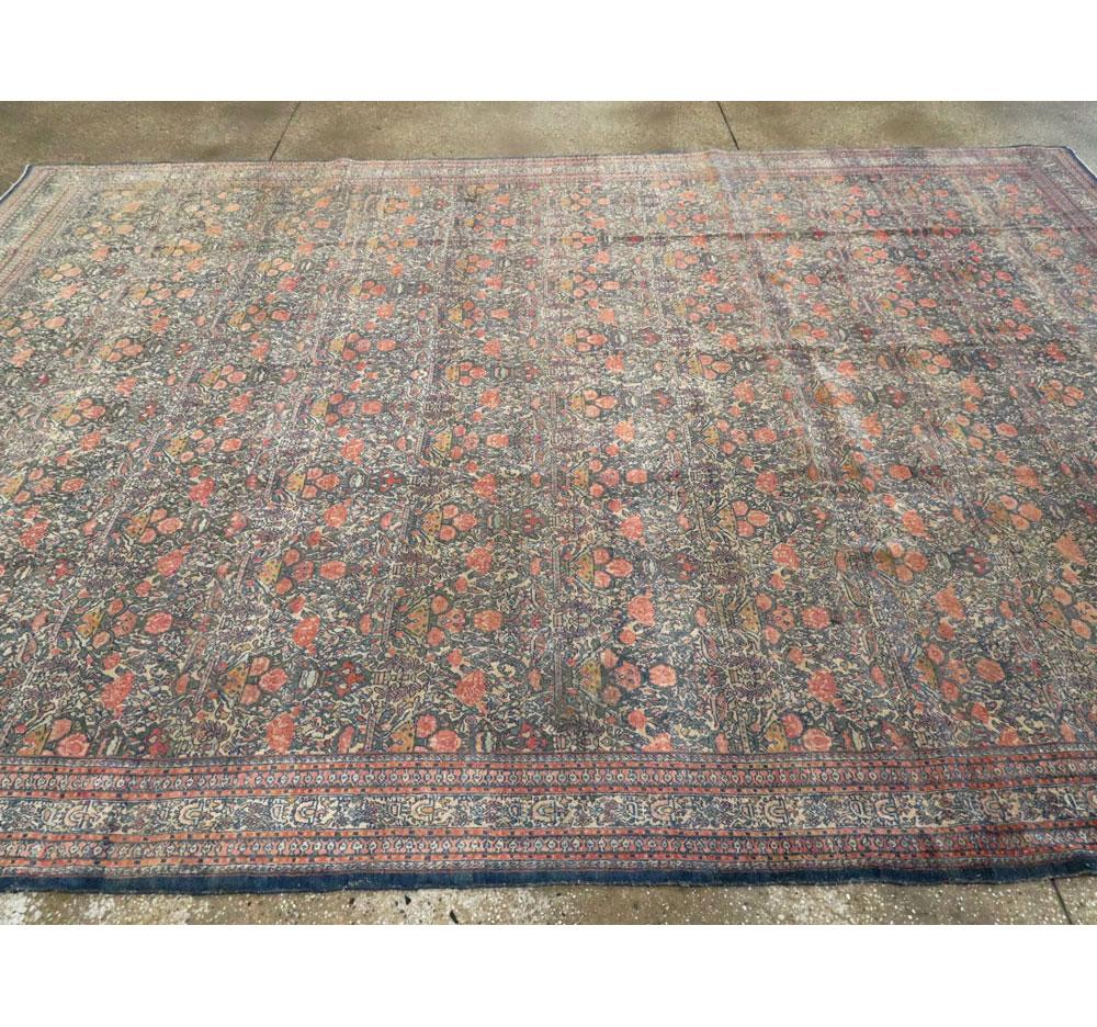 Early 20th Century Handmade Persian Room Size Rug Inspired by European Designs For Sale 3