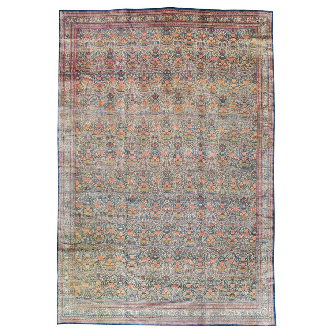 Early 20th Century Handmade Persian Room Size Rug Inspired by European Designs For Sale