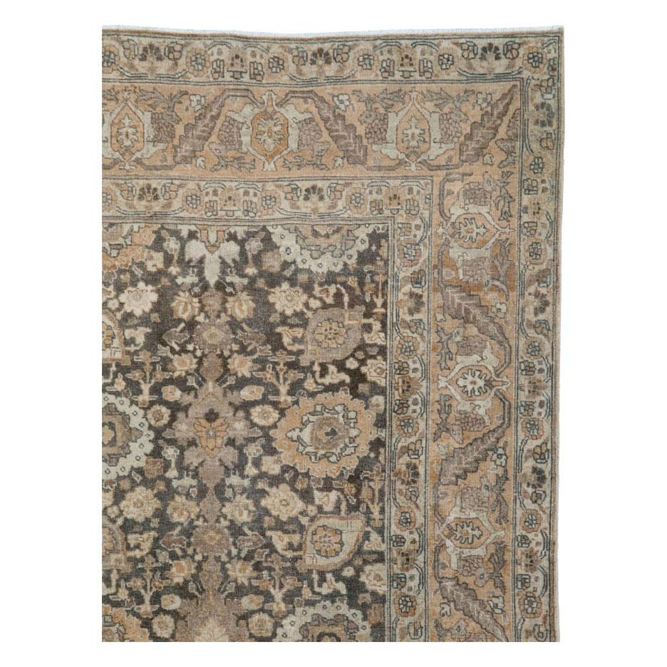 Early 20th Century Handmade Persian Rustic Tabriz Small Room Size Carpet In Good Condition In New York, NY