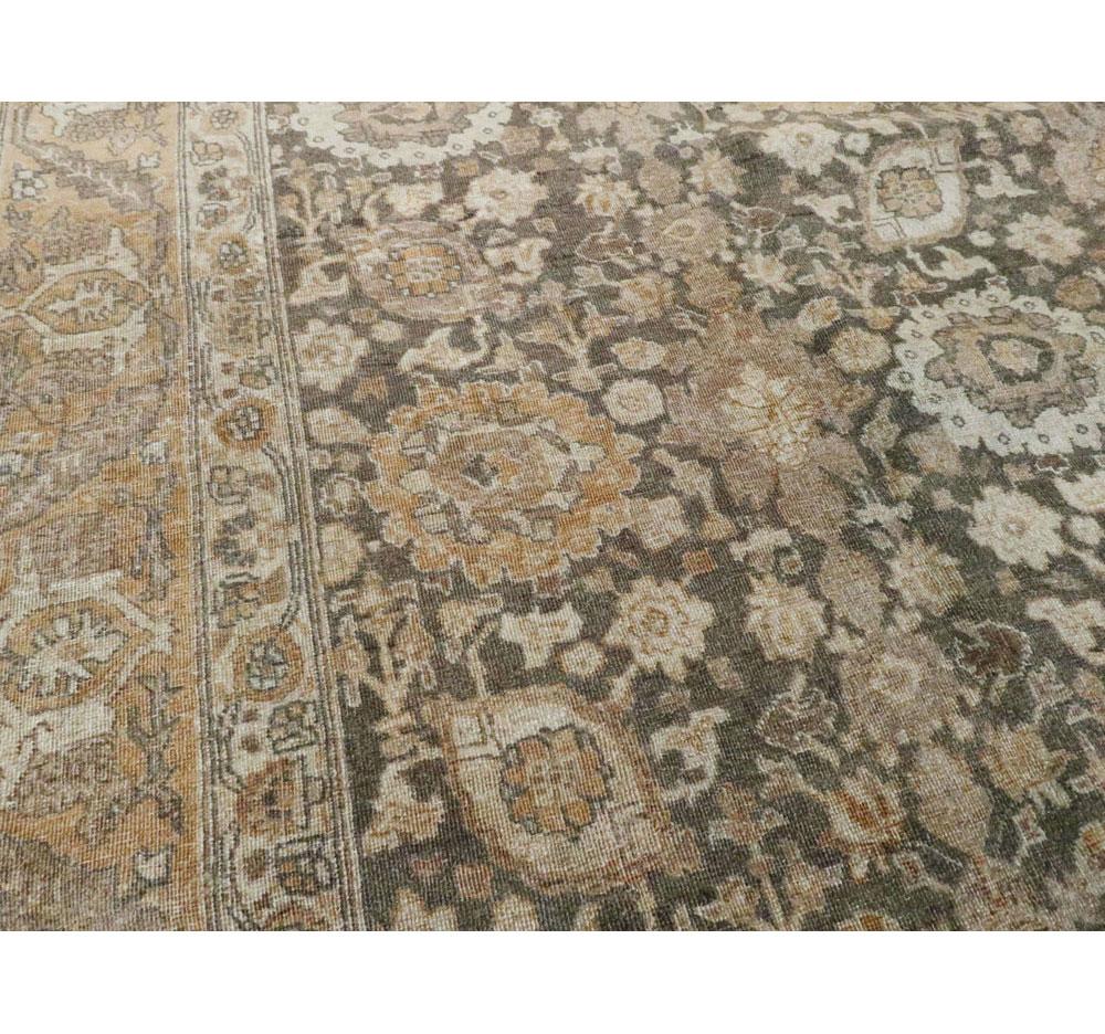 Early 20th Century Handmade Persian Rustic Tabriz Small Room Size Carpet 1