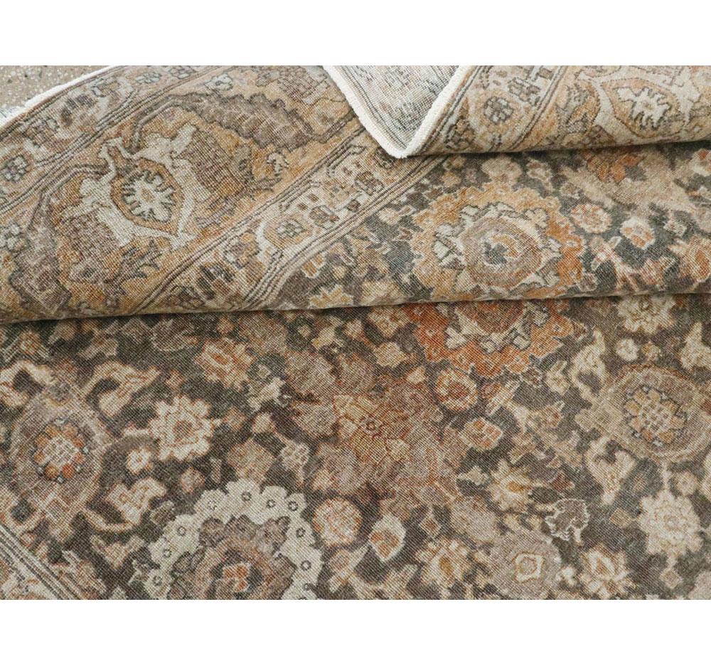 Early 20th Century Handmade Persian Rustic Tabriz Small Room Size Carpet 4