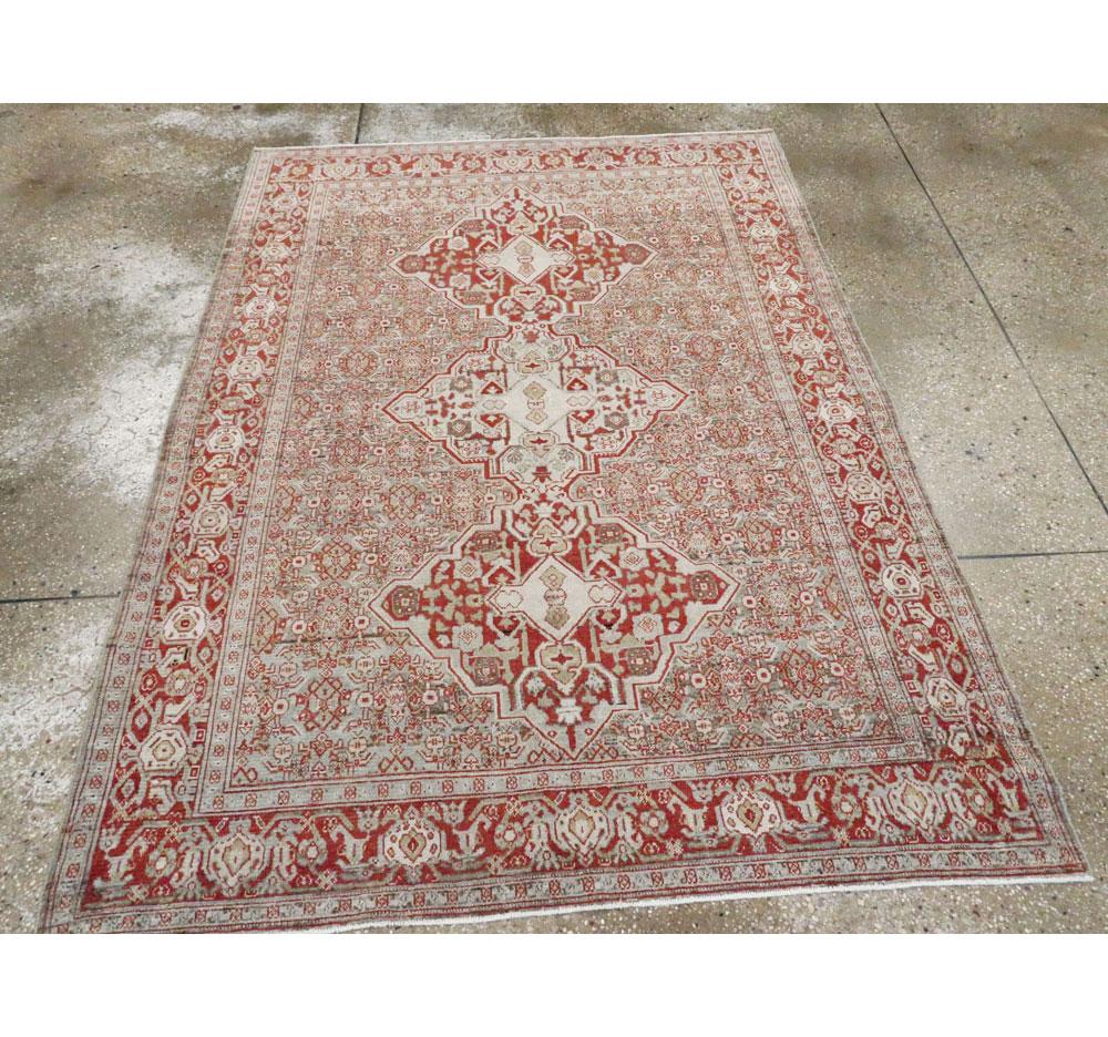 Rustic Early 20th Century Handmade Persian Senneh Accent Rug For Sale