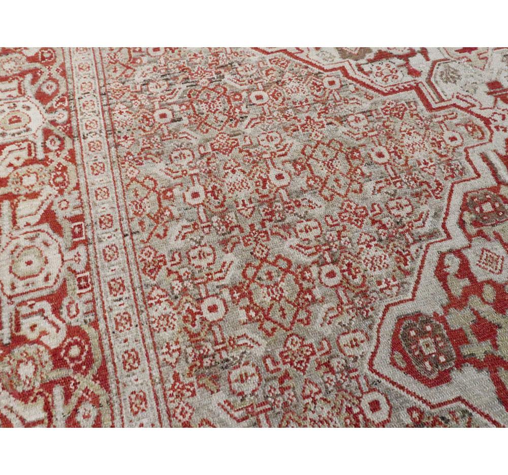 Hand-Knotted Early 20th Century Handmade Persian Senneh Accent Rug For Sale