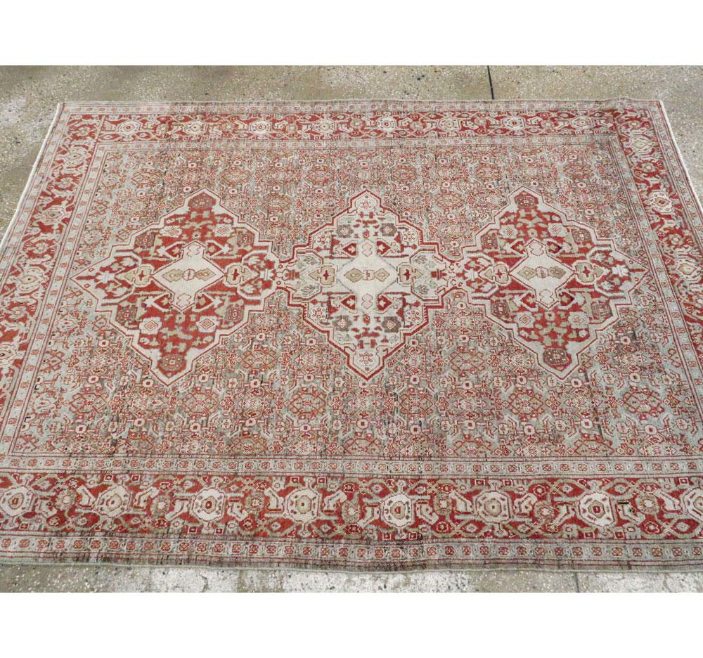 Wool Early 20th Century Handmade Persian Senneh Accent Rug For Sale