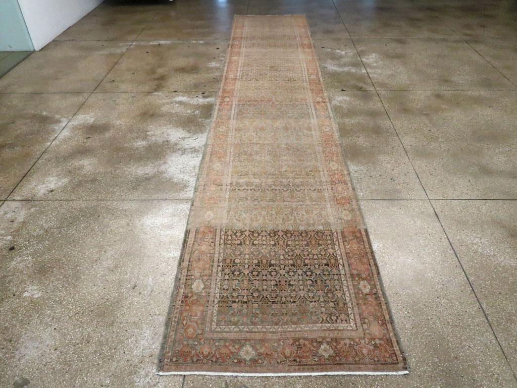 Hand-Knotted Early 20th Century Handmade Persian Senneh Malayer Long Runner For Sale
