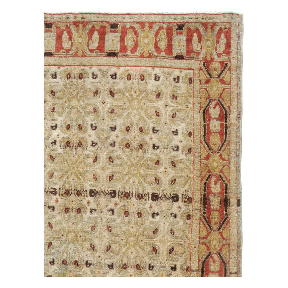 Rustic Early 20th Century Handmade Persian Senneh Malayer Throw Rug For Sale