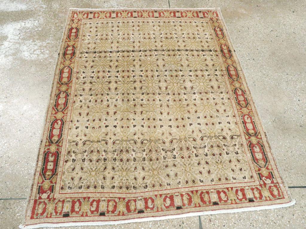 Hand-Knotted Early 20th Century Handmade Persian Senneh Malayer Throw Rug For Sale