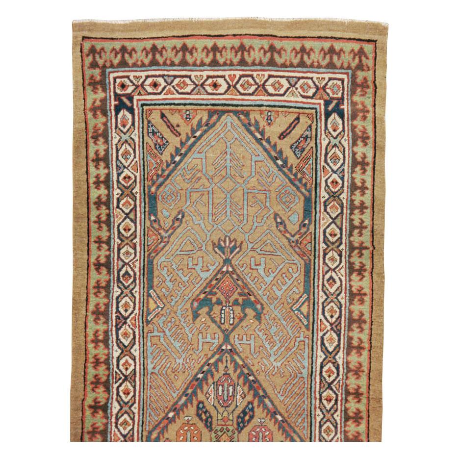 Rustic Early 20th Century Handmade Persian Serab Runner For Sale